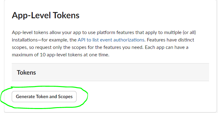 App-Level Tokens section